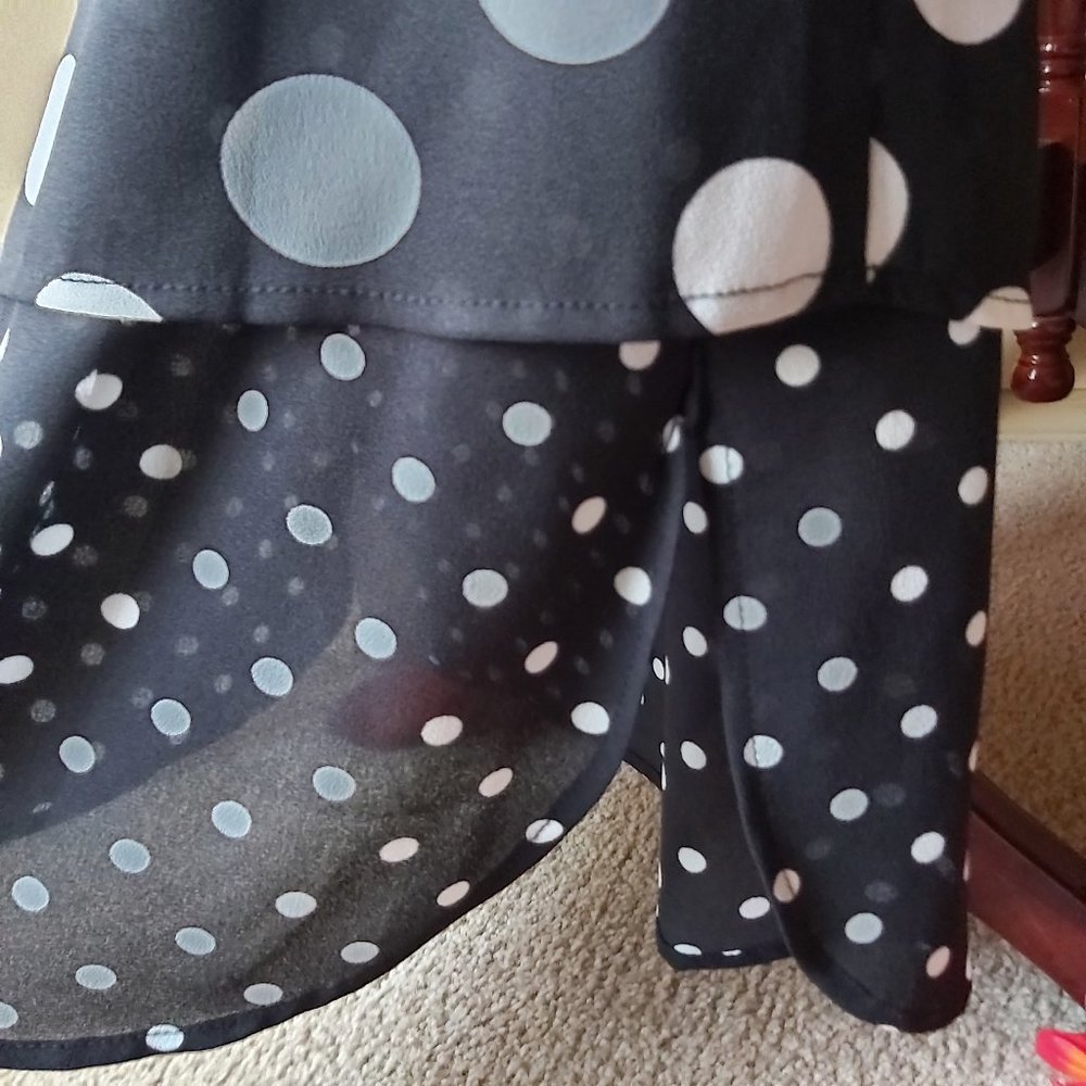 Ricki's Black and Off White Polka Dot Layered Sleeveless Top - Picture 3 of 6